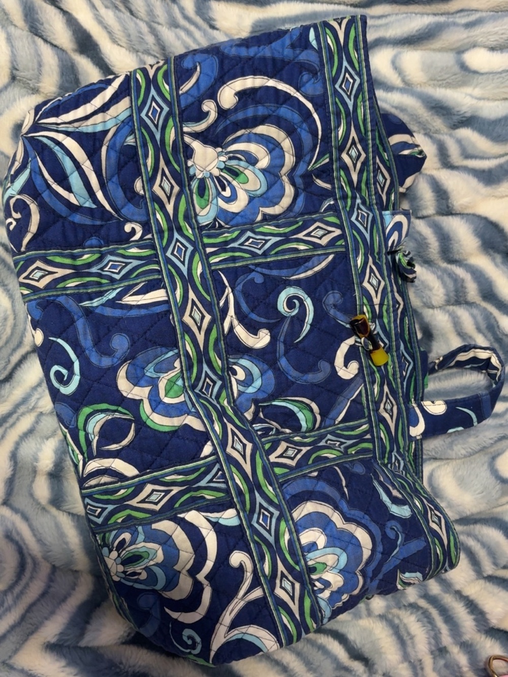 Quilted Blue Floral Tote Bag
